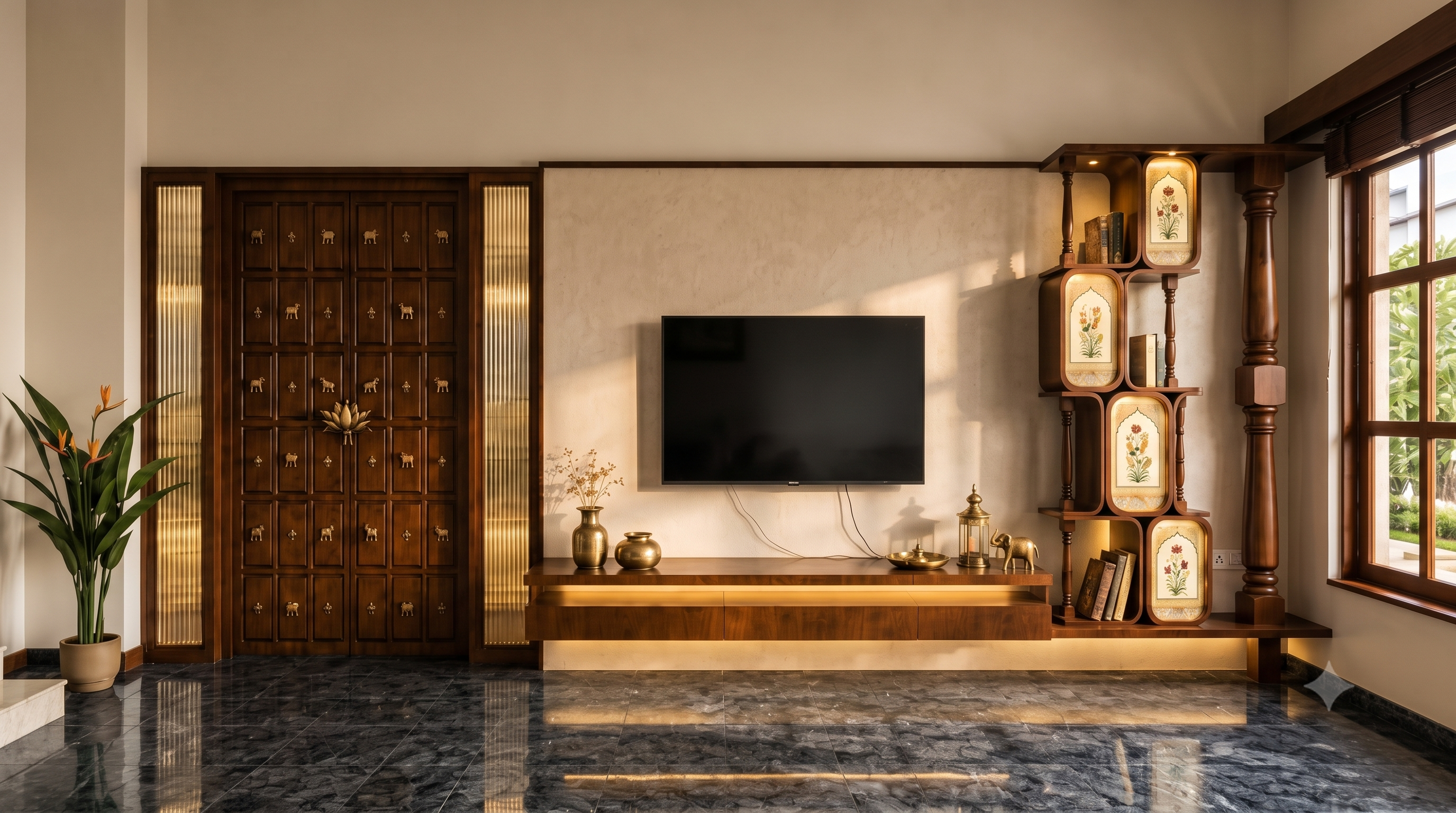 Traditional wooden TV unit design